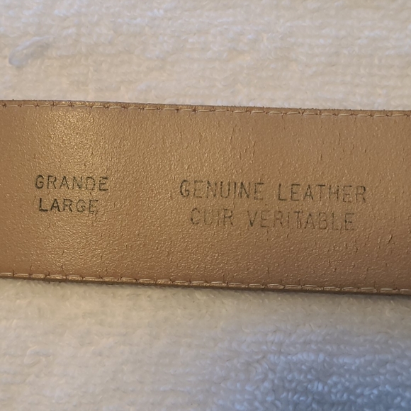 Emmanuel leather ostrich print belt brass hardware - Picture 7 of 7